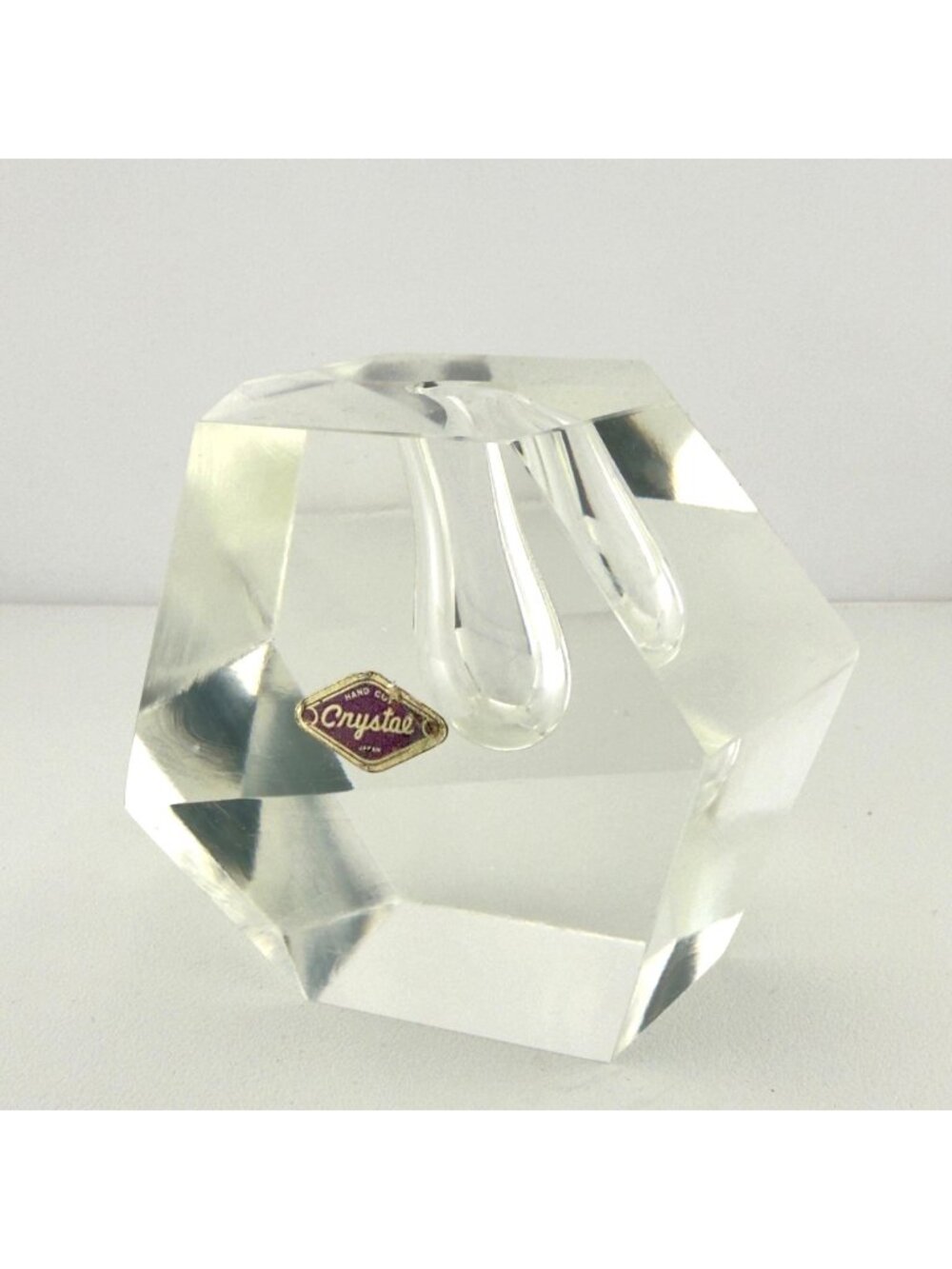 Mid Century Modern Cut Crystal Blossom Vase Paperweight Made in Japan